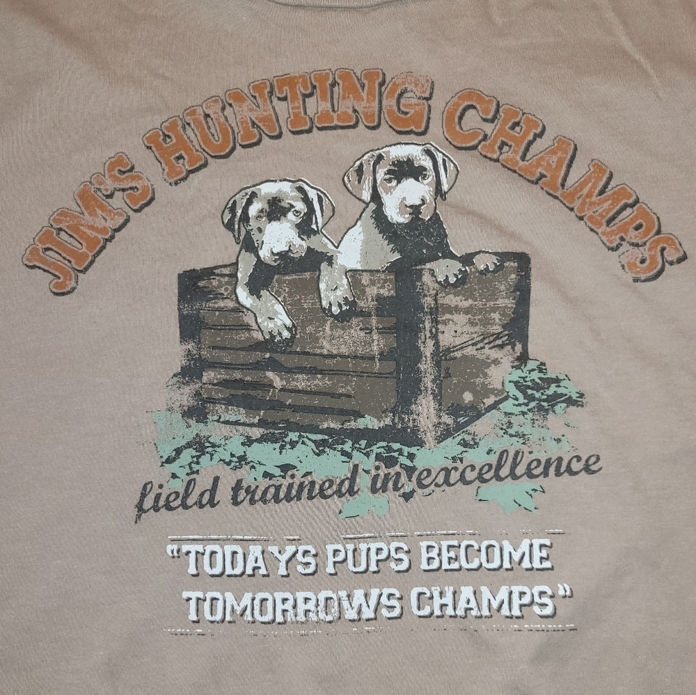 Jim's Hunting Champs tee - tan - Large